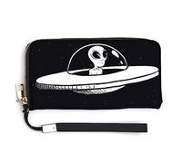 Melbrakin Borsa da donna con cerniera di grande capacità per ragazze, custodia per cellulare, custodia per cellulare, compatibile con il portafoglio Galaxy Space Alien UFO