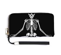 Melbrakin Borsa da Donna con Cerniera di Grande Capacità per Ragazze Custodia per Cellulare Custodia per Fondina Compatibile con Meditazione Teschio Goth Scheletro in Bianco e Nero Portafoglio