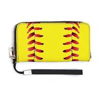 Melbrakin Borsa da donna con cerniera di grande capacità per ragazze Custodia per cellulare da donna Borsa con fondina compatibile con il portafoglio da softball giallo con linee rosse