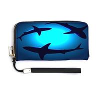 Melbrakin Borsa da donna con cerniera di grande capacità per ragazze Custodia per cellulare da donna Borsa con fondina compatibile con il portafoglio squali galleggianti sul mare blu oceano
