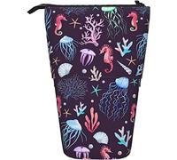 Melbrakin Borsa per cancelleria pop-up Tema oceano Supporto telescopico Astuccio per cancelleria Supporto retrattile Astuccio per matite Custodia portatile Adatto per ufficio scolastico