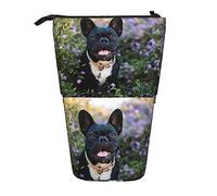 Melbrakin Bulldog francese si trova in un astuccio per matite con design a fiori, astuccio per matite, astuccio telescopico con supporto per matite