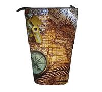 Melbrakin Bussola e Mappa del Vecchio Mondo Astuccio telescopico Portapenne Telescopico Astuccio Borsa Cancelleria, per ufficio scolastico, Natale2, Taglia unica, Organizer per borse