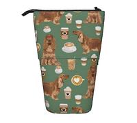 Melbrakin Cocker Spaniel Coffee Dogs and Lattes Astuccio per matite verde, astuccio per matite, astuccio telescopico per astuccio portapenne