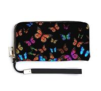 Melbrakin Compatibile con il portafoglio da polso da donna con farfalla monarca arancione colorato, di grande capacità