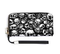 Melbrakin Compatibile con il portafoglio da polso da donna Cool Black White Goth Skull di grande capacità