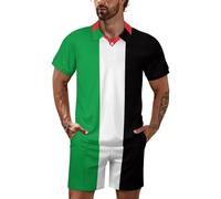 Melbrakin Completo da Uomo Palestina con Polo e Pantaloncini, 2 Pezzi, con Tasche.