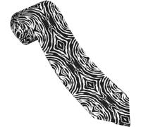 Melbrakin Cravatte in seta con cuore di diamanti astratti monocromatici a righe zebrate per uomo, cravatta casual, divertente cravatta per outfit, accessori, feste, regalo