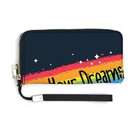 Melbrakin Divertente unicorno Segui il tuo sogno Portafoglio da polso da donna Portafogli di grande capacità per pochette lunghe da donna Borsa in PU stampato con cerniera