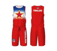 Melbrakin Divisa da Basket da Uomo con Bandiera della Jugoslavia, Ideale per Allenamento di Squadra, Maglia Sportiva Sfumata.