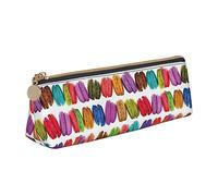 Melbrakin Dolci al gusto di biscotto macaron Simpatico astuccio per trucchi, borsa per trucchi in pelle stampata per ragazze e ragazzi per ufficio scolastico