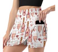 Melbrakin Elegante Gonna-Pantalone da Donna con Stampa di Rose Color Champagne, Gonna Sportiva da Golf, Gonna da Tennis da Donna con Tasca