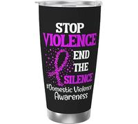 Melbrakin End & Stop violenza domestica Bicchiere da caffè in acciaio inossidabile con isolamento sotto vuoto Tazze da caffè da 20 once Tazza da acqua