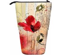 Melbrakin Floreale Telescopico Matita Astuccio Portapenne Portapenne con Chiusura a Cerniera per Donne Uomini Ragazzi Ragazze Splash Bud Plant Opera d'Arte Bloom Botanical Bouquet Stain Leaf