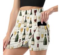 Melbrakin Gonna-Pantalone da Donna con Stampa Color Champagne e Vino Rosso, Gonna Sportiva da Golf, Gonna da Tennis da Donna con Tasca