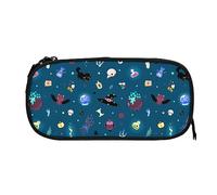 Melbrakin Goth Cat Moon Magic Magical Elements Modello Astuccio per matite Astuccio di grande capacità Portapenne Astucci per matite Scatola organizer Cerniera Borsa per trucco cosmetico