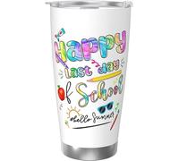 Melbrakin Happy Last Day Of School Hello Summer Bicchiere da caffè in acciaio inossidabile con isolamento sotto vuoto da 20 once Tazza da viaggio Tazza da acqua
