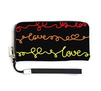 Melbrakin Lgbt Pride Rainbow Love Word and Hearts Portafoglio da polso da donna Portafogli di grande capacità per pochette lunghe da donna Borsa in PU stampata con cerniera