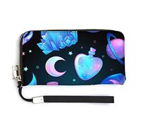 Melbrakin Magical Glass Bottle Moon Portafoglio da polso da donna Portafogli di grande capacità per pochette lunghe da donna Borsa in PU stampato con cerniera