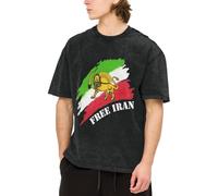 Melbrakin Magliette Oversize gratuite con la Bandiera dell'Iran per Uomo e Donna, a Maniche Corte, Stile Vintage Lavato, Basic, Larghe.