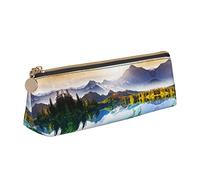 Melbrakin Mountain View Sunny Day Nature Simpatico astuccio per trucchi, borsa per trucchi in pelle stampata per ragazze e ragazzi per l'ufficio scolastico