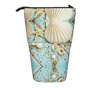 Melbrakin Oceano Mare Spiaggia Conchiglie Stella Marina Blu Astuccio Telescopico Portapenne Telescopico Astuccio Borsa Cancelleria, per Ufficio Scolastico, Natale2, Taglia Unica, Organizer per Borse