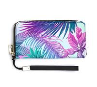 Melbrakin Portafoglio da polso da donna con pianta tropicale colorata, pino e palma, Portafogli di grande capacità per pochette lunghe da donna, Borsa in PU stampato con cerniera