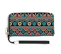 Melbrakin Portafoglio da polso da donna con tema etnico africano nazionale Portafogli da polso di grande capacità per pochette lunghe da donna Borsa in PU stampato con cerniera