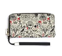 Melbrakin Portafoglio da polso da donna per massoneria e occultismo stile retrò Portafogli di grande capacità per pochette lunghe da donna Borsa in PU stampato con cerniera