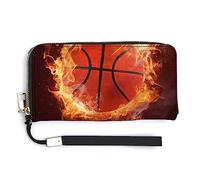 Melbrakin Portamonete da donna Portafogli Borsa con cerniera di grande capacità per ragazze Signore Compatibile con il portafoglio da basket Cool Fire Flame