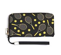 Melbrakin Portamonete da donna Portafogli Borsa con cerniera di grande capacità per ragazze Signore Compatibile con divertenti racchette da tennis colorate e portafogli per palline da tennis