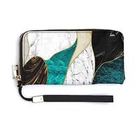 Melbrakin Portamonete da donna Portafogli Portamonete con cerniera di grande capacità per ragazze Compatibile con pittura ad astratto Portafoglio in marmo oro blu turchese nero bianco grigio