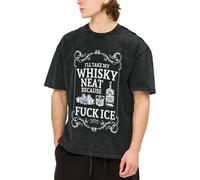 Melbrakin Prenderò Il Mio Whisky Liscio perché al Diavolo Il Ghiaccio. Magliette Oversize per Uomo e Donna, Maniche Corte, Vintage, lavate, Basic, Larghe.