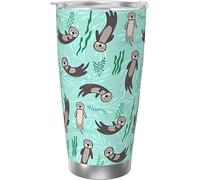 Melbrakin Simpatiche lontre adorabili nel modello del mare Bicchiere isolato sotto vuoto in acciaio inossidabile Tazze da caffè da 20 once Tazza da viaggio Tazza da acqua
