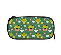 Melbrakin Simpatico astuccio verde margherita fiore rana astuccio di grande capacità portapenne portapenne scatola organizer con cerniera borsa per trucco cosmetico