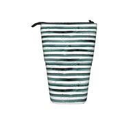 Melbrakin Stripe Teal Gold Dots Astuccio per matite telescopico Organizer stand-up Astuccio per cosmetici Astuccio per penne per cancelleria