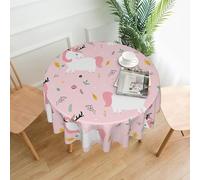 Melbrakin Tovaglia Unicorno Tovaglie Rotonde Tovaglie da Picnic Resistenti alle Rughe da 60 Pollici Lavabili per Picnic in Cucina per Feste -Rosa