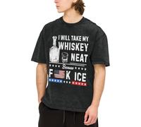 Melbrakin Whiskey Liscio, perché al Diavolo Il Ghiaccio! Magliette Oversize per Uomo e Donna, Maniche Corte, Stile Vintage Lavato, Basic, Larghe.