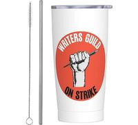 Melbrakin Writers Guild Of America On Strike Bicchiere da caffè in acciaio inossidabile con isolamento sottovuoto da 20 once Tazza da acqua