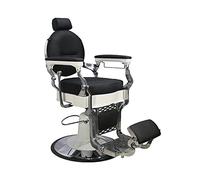 MELCAP Poltrona Barbiere Professionale da Salone White in Ecopelle Nero