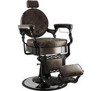 MELCAP Poltrona da Barbiere con Alzagambe per Barber Shop Vintage Marrone o Nera St. Louise