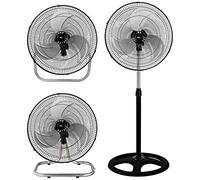 Melchioni Family MF1712TRIO Ventilatore 45cm 3 velocità Tavolo-Piantana-Parete, Acciaio