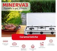 Melchioni Family Minerva 3 | Fornello a Gas 3 Fuochi - Struttura in Acciaio Smal