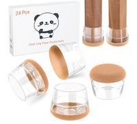 Meldel gommini Per Sedie 24 Pezzi - Coprigambe/feltrini Per Sedia Rotondi/Trasparente/Gel Di Silice,Feltro 360°- Proteggere Il Pavimento/Piastrelle Dai Graffi E Ridurre Il Rumore