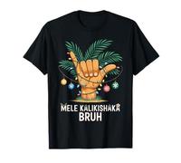 Mele Kaliki Shaka Sign Tropical Christmas Hawaiian Xmas Palm Maglietta