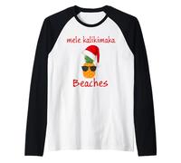 Mele Kalikimaka Beaches Sunglasses Merry Hawaiian Christmas Maglia con Maniche Raglan
