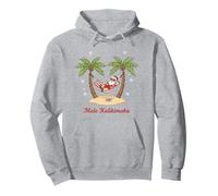 Mele Kalikimaka Natale Hawaiano Santa Palm Tree Vacation Felpa con Cappuccio