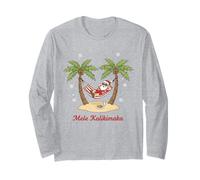 Mele Kalikimaka Natale Hawaiano Santa Palm Tree Vacation Maglia a Manica
