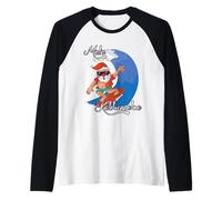 Mele Kalikimaka Surf Papa Mele Babbo Natale Maglia con Maniche Raglan