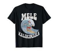 Mele Kalikimaka Surf Santa Surf Hawaii Natale Maglietta
